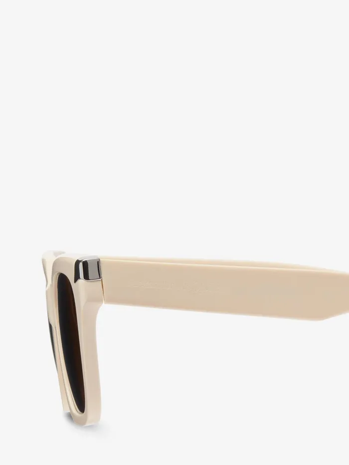 Women Sunglasses Alexander McQueen Punk Rivet Oversize Sunglasses Ivory