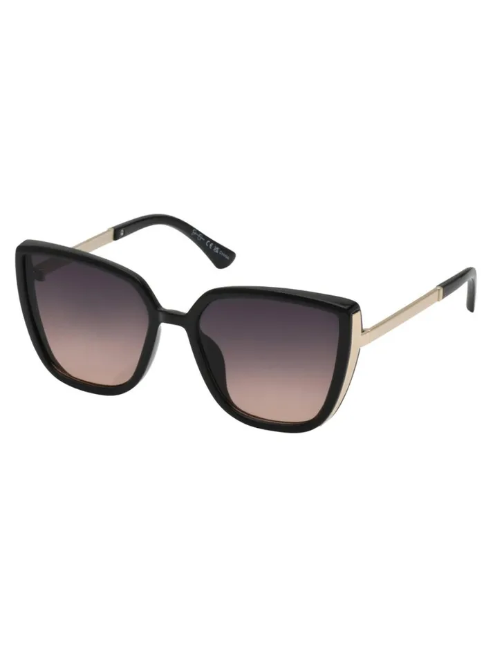 Women Sunglasses Jessica Simpson Cat Eye Sunglasses With Metal Temple In Black Women Sunglasses Jessica Simpson Cat Eye Sunglasses With Metal Temple In Black