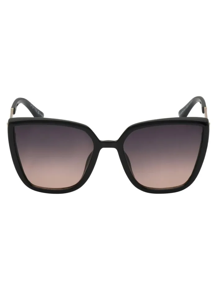 Women Sunglasses Jessica Simpson Cat Eye Sunglasses With Metal Temple In Black