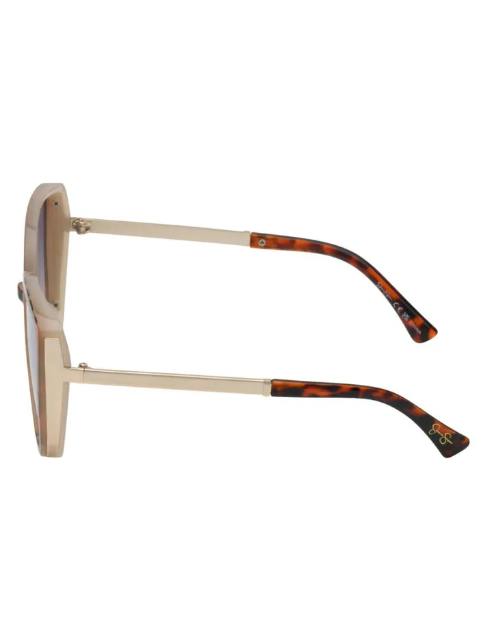 Women Sunglasses Jessica Simpson Cat Eye Sunglasses With Metal Temple In Tortoise