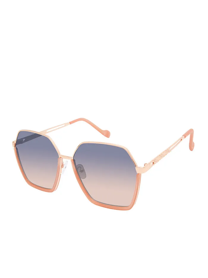 Women Sunglasses Jessica Simpson Geometric Metal Sunglasses In Rose Gold