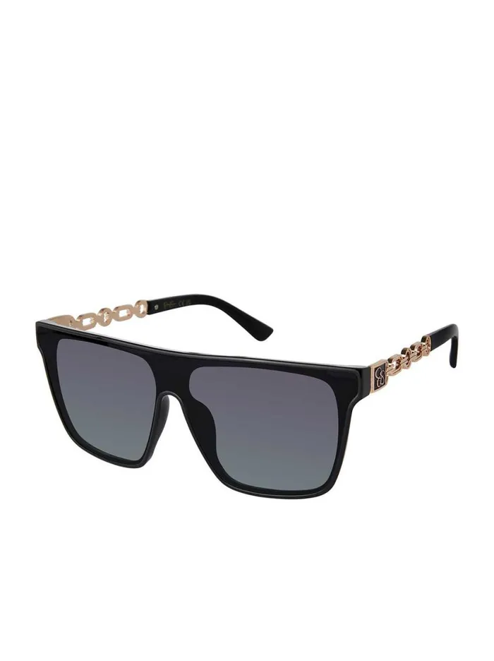 Women Sunglasses Jessica Simpson Metal Square Shield Sunglasses In Black