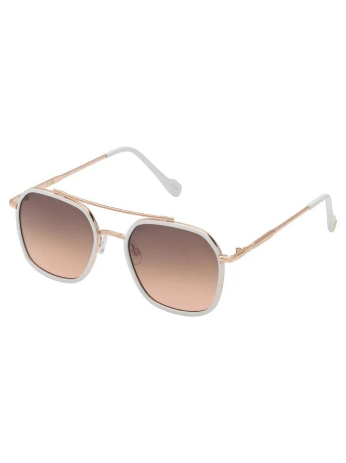 Women Sunglasses Jessica Simpson Square Metal Aviator Pilot Sunglasses In Rose Gold and White Women Sunglasses Jessica Simpson Square Metal Aviator Pilot Sunglasses In Rose Gold and White