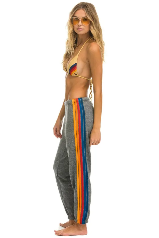 Women Sweatpants Aviator Nation 5 Stripe Sweatpants 8211 Heather Grey 2
