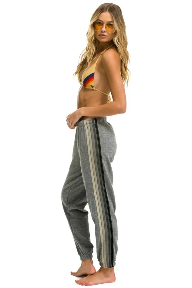 Women Sweatpants Aviator Nation 5 Stripe Sweatpants 8211 Heather Grey Grey