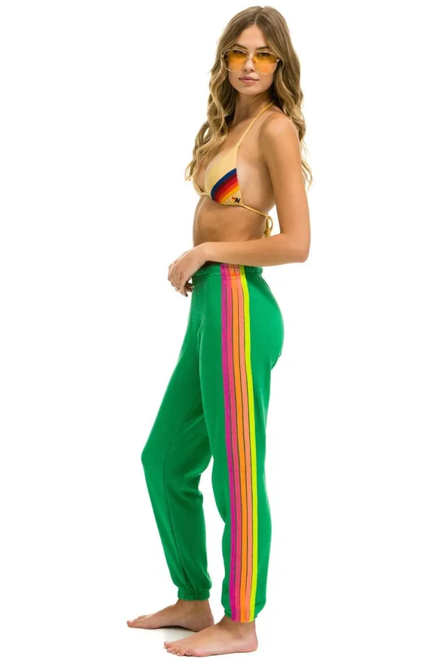 Women Sweatpants Aviator Nation 5 Stripe Sweatpants 8211 Kelly Green Neon Pink Yellow