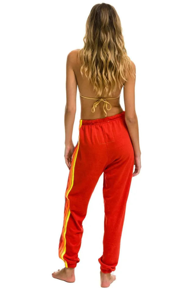 Women Sweatpants Aviator Nation 5 Stripe Sweatpants 8211 Red Neon Rainbow