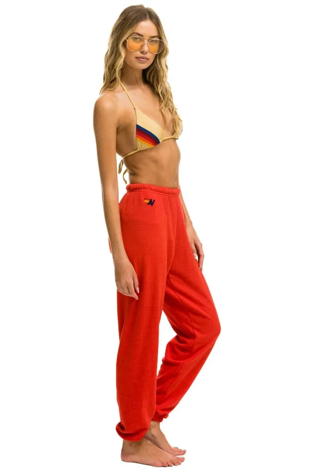 Women Sweatpants Aviator Nation 5 Stripe Sweatpants 8211 Red Neon Rainbow