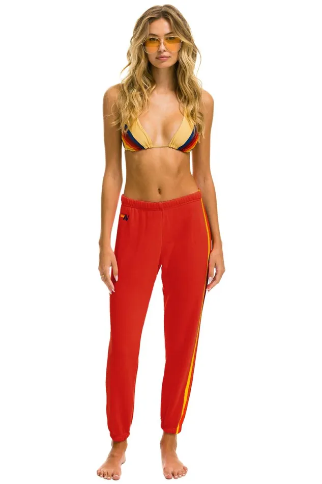 Women Sweatpants Aviator Nation 5 Stripe Sweatpants 8211 Red Yellow Purple