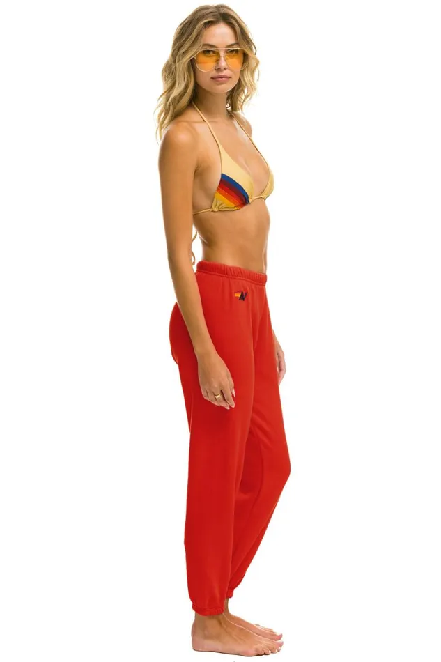 Women Sweatpants Aviator Nation 5 Stripe Sweatpants 8211 Red Yellow Purple