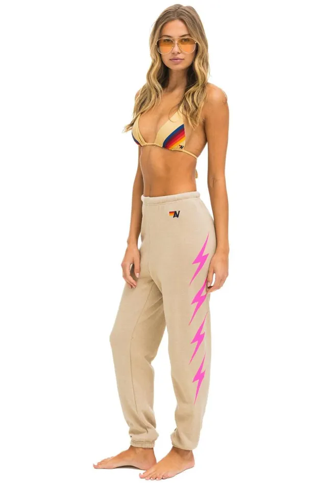 Women Sweatpants Aviator Nation Bolt 4 Sweatpants 8211 Sand Neon Pink