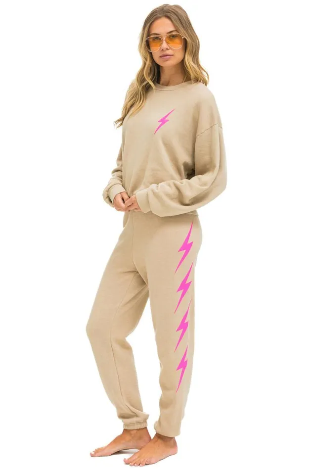 Women Sweatpants Aviator Nation Bolt 4 Sweatpants 8211 Sand Neon Pink