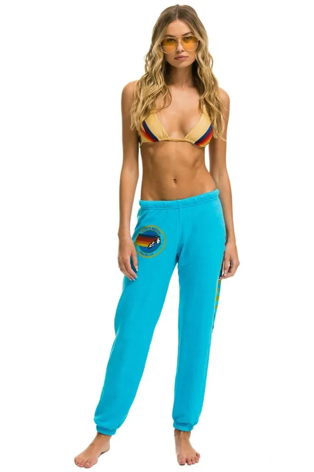 Women Sweatpants Aviator Nation Malibu Sweatpant 8211 Neon Blue