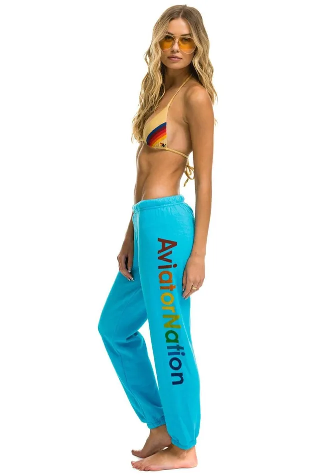 Women Sweatpants Aviator Nation Malibu Sweatpant 8211 Neon Blue