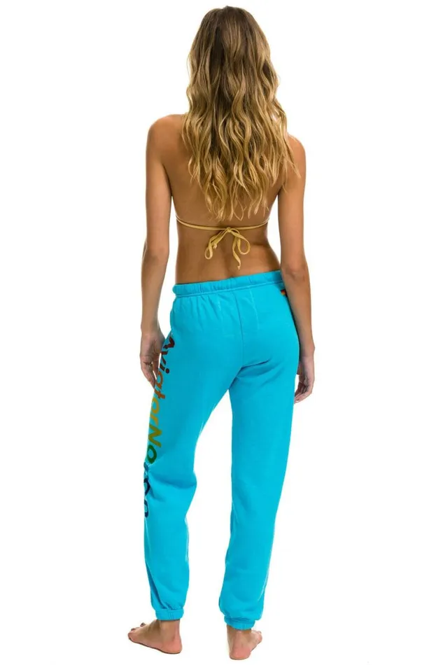 Women Sweatpants Aviator Nation Malibu Sweatpant 8211 Neon Blue
