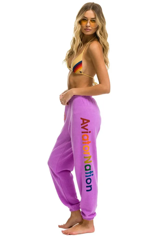 Women Sweatpants Aviator Nation Manhattan Beach Sweatpants 8211 Neon Purple
