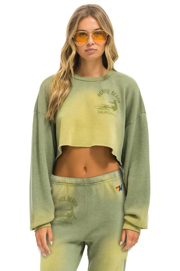 Women Sweatshirts Aviator Nation Venice Surfer Cropped Crew Sweatshirt Relaxed 8211 Faded Army Women Sweatshirts Aviator Nation Venice Surfer Cropped Crew Sweatshirt Relaxed 8211 Faded Army