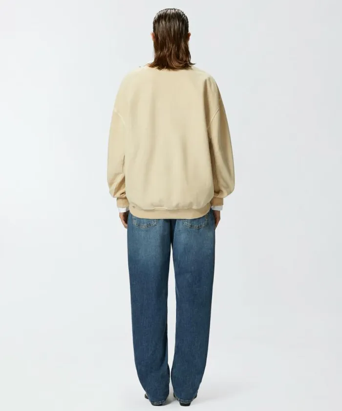Women Sweatshirts Pinko Oversized Sweatshirt With Shiny Embroidered Neck Fog Beige Women Sweatshirts Pinko Oversized Sweatshirt With Shiny Embroidered Neck Fog Beige