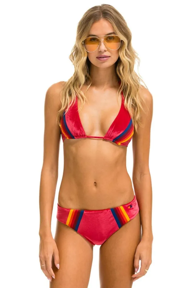 Women Swim Tops Aviator Nation Velvet Triangle Bikini Top 8211 Red