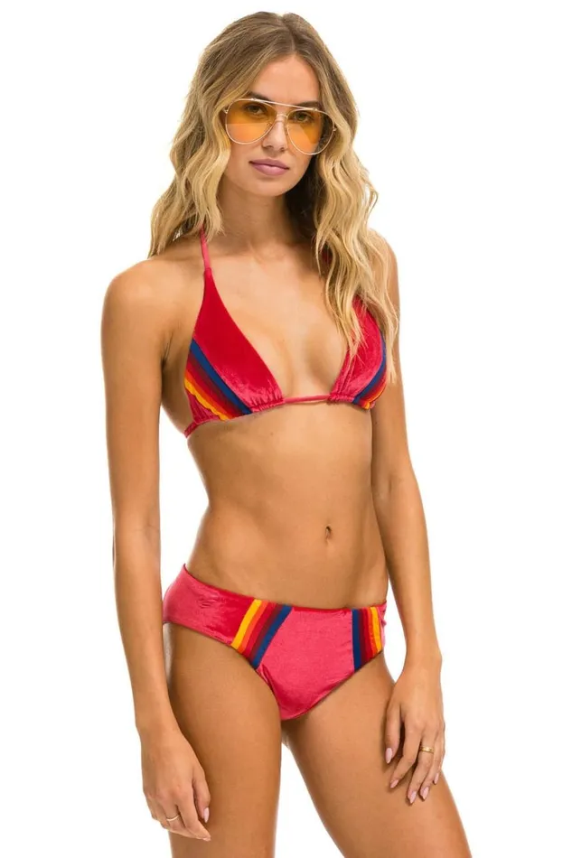 Women Swim Tops Aviator Nation Velvet Triangle Bikini Top 8211 Red Women Swim Tops Aviator Nation Velvet Triangle Bikini Top 8211 Red