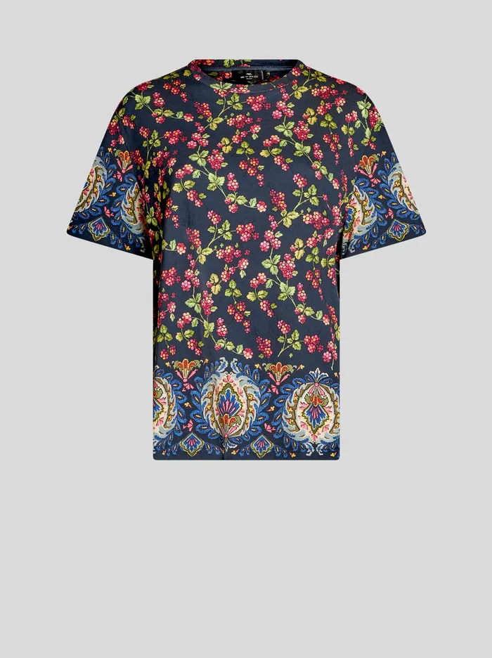 Women TShirt With Berry Pattern Etro Sweatshirts And TShirts