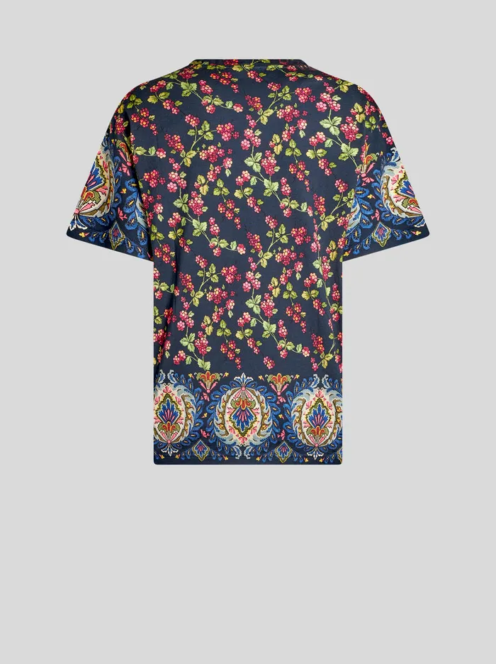 Women TShirt With Berry Pattern Etro Sweatshirts And TShirts