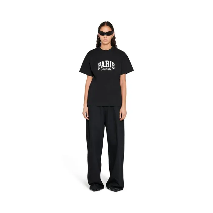Women Tshirts Balenciaga Cities Paris Tshirt Medium Fit In Black