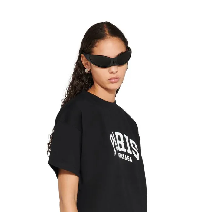Women Tshirts Balenciaga Cities Paris Tshirt Medium Fit In Black
