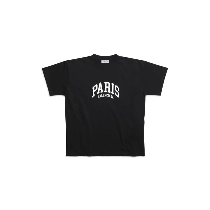 Women Tshirts Balenciaga Cities Paris Tshirt Medium Fit In Black