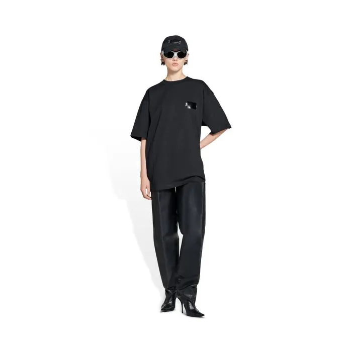 Women Tshirts Balenciaga Gaffer Tshirt Large Fit In Black