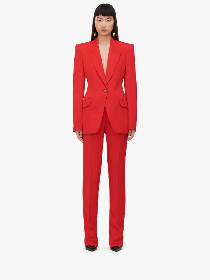 Women Tailoring Alexander McQueen HighWaisted Cigarette Trousers Lust Red