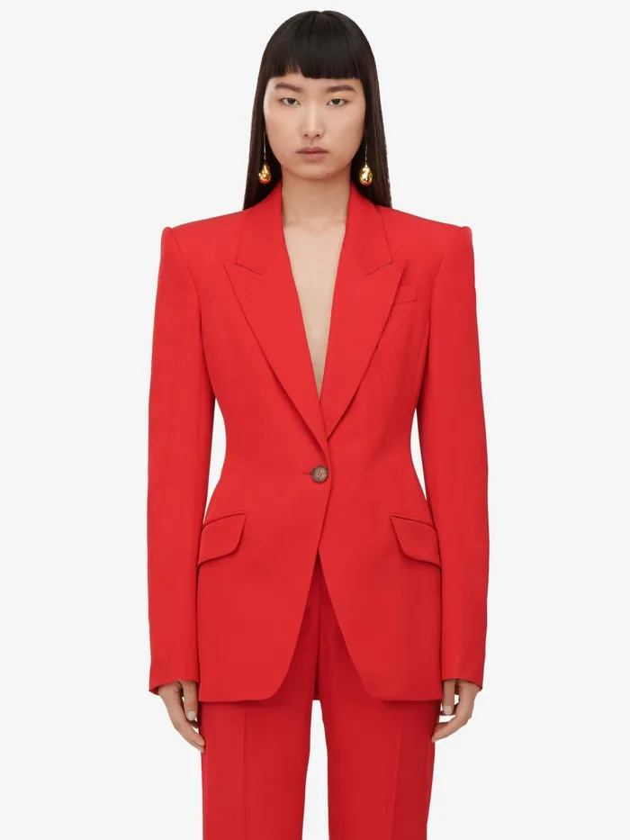 Women Tailoring Alexander McQueen HighWaisted Cigarette Trousers Lust Red