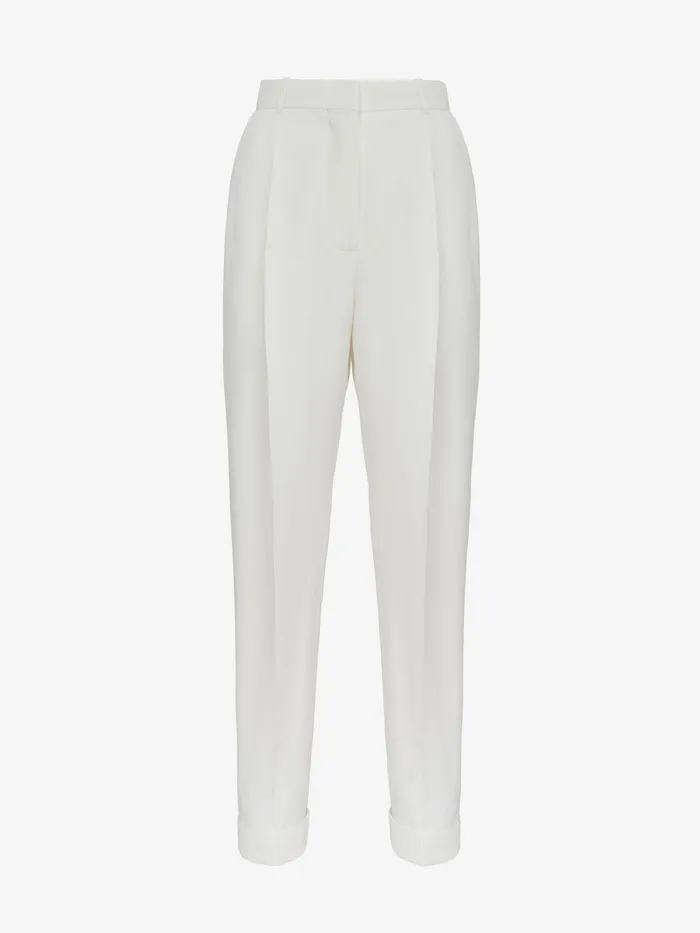 Women Tailoring Alexander McQueen Slim Peg Trousers Optic White