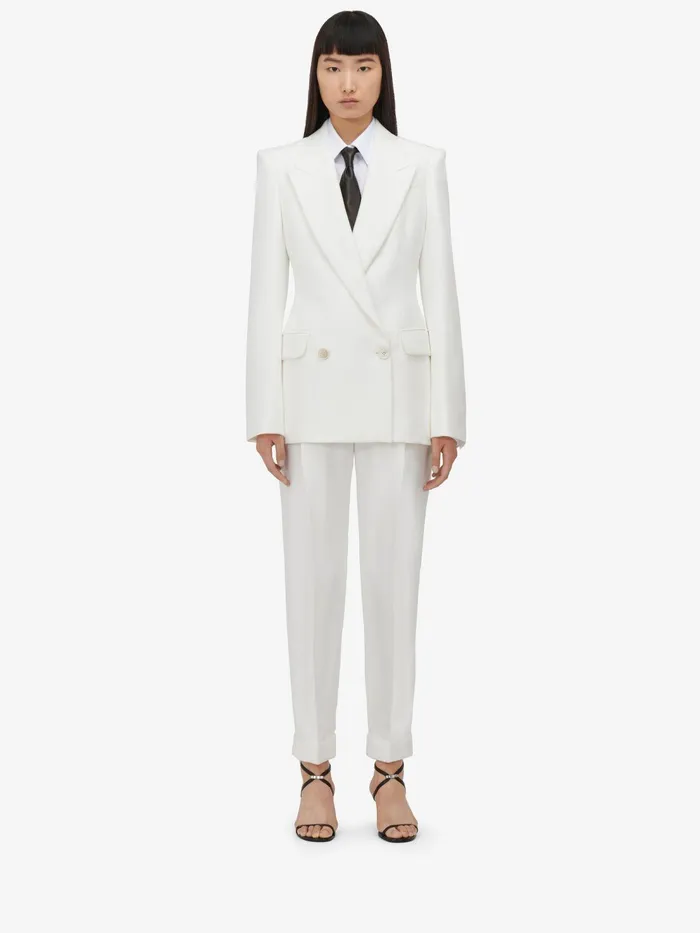 Women Tailoring Alexander McQueen Slim Peg Trousers Optic White