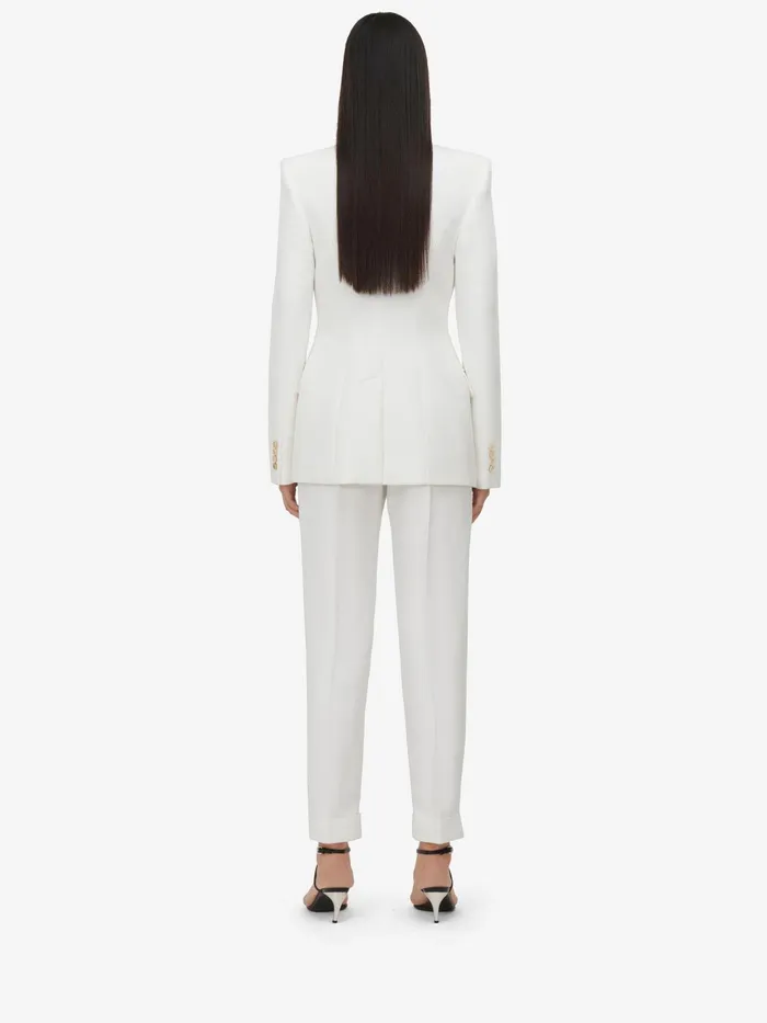 Women Tailoring Alexander McQueen Slim Peg Trousers Optic White