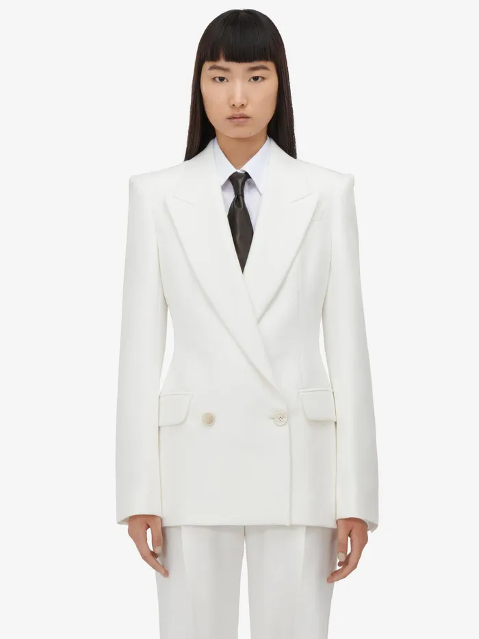 Women Tailoring Alexander McQueen Slim Peg Trousers Optic White