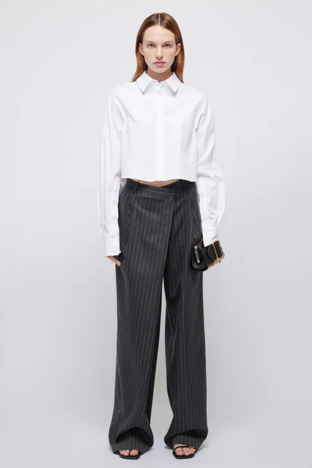 Women Tayler Trouser Grey Pinstripe Jonathan Simkhai Pants and Bottoms