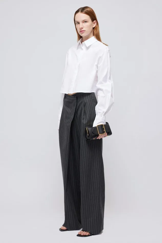 Women Tayler Trouser Grey Pinstripe Jonathan Simkhai Pants and Bottoms