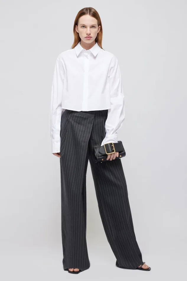 Women Tayler Trouser Grey Pinstripe Jonathan Simkhai Pants and Bottoms