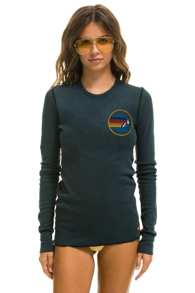 Women Tees Aviator Nation Venice Thermal 8211 Charcoal