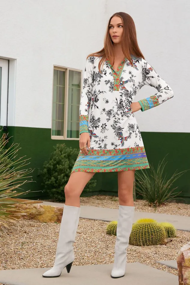Women THE JANIE FAVORITE 34 SLEEVE POLO SWING DRESS Dreamer Ivory Johnny Was Dresses Women THE JANIE FAVORITE 34 SLEEVE POLO SWING DRESS Dreamer Ivory Johnny Was Dresses