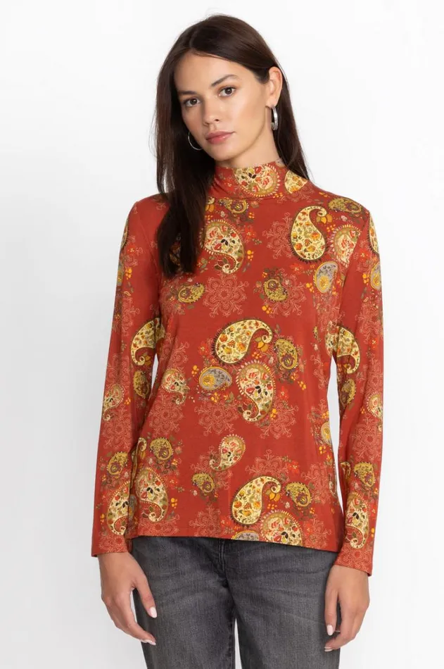 Women The Janie Favorite Mock Neck Paisley Lace Johnny Was Tops
