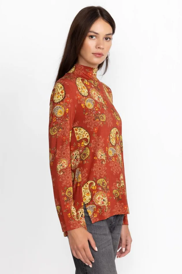 Women The Janie Favorite Mock Neck Paisley Lace Johnny Was Tops Women The Janie Favorite Mock Neck Paisley Lace Johnny Was Tops