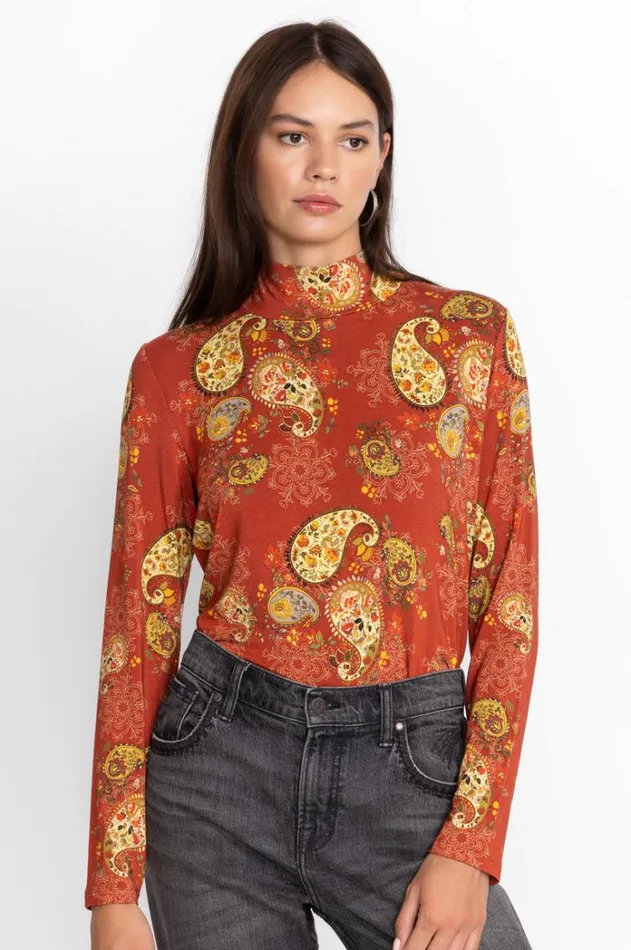 Women The Janie Favorite Mock Neck Paisley Lace Johnny Was Tops Women The Janie Favorite Mock Neck Paisley Lace Johnny Was Tops