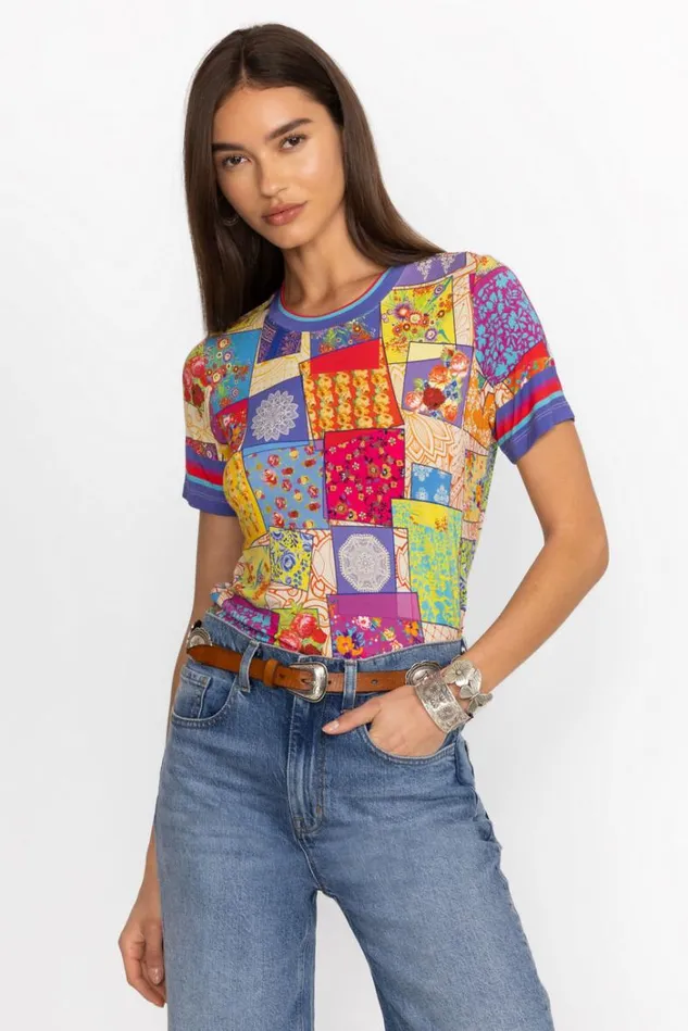 Women The Janie Favorite Short Sleeve Crew Neck Tee Multee Johnny Was Tops Women The Janie Favorite Short Sleeve Crew Neck Tee Multee Johnny Was Tops