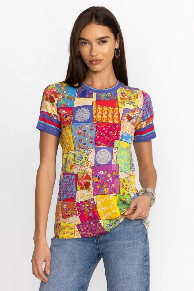 Women The Janie Favorite Short Sleeve Crew Neck Tee Multee Johnny Was Tops Women The Janie Favorite Short Sleeve Crew Neck Tee Multee Johnny Was Tops
