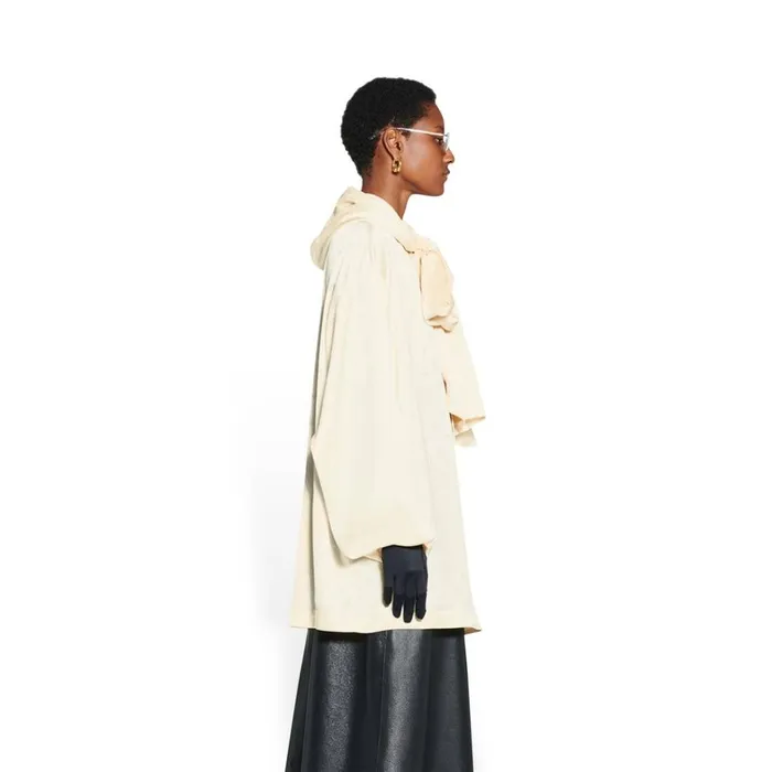 Women Tops and Shirts Balenciaga Logo Letters All Over Hooded Blouse In Off White