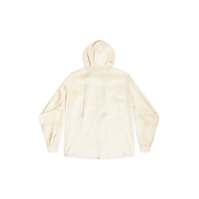 Women Tops and Shirts Balenciaga Logo Letters All Over Hooded Blouse In Off White