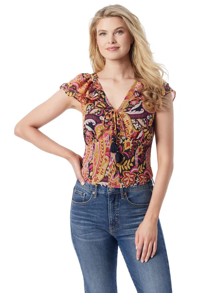 Women Tops and Tees Jessica Simpson Dixie Cropped Blouse In Paisley World
