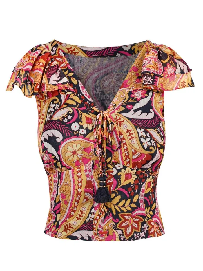 Women Tops and Tees Jessica Simpson Dixie Cropped Blouse In Paisley World